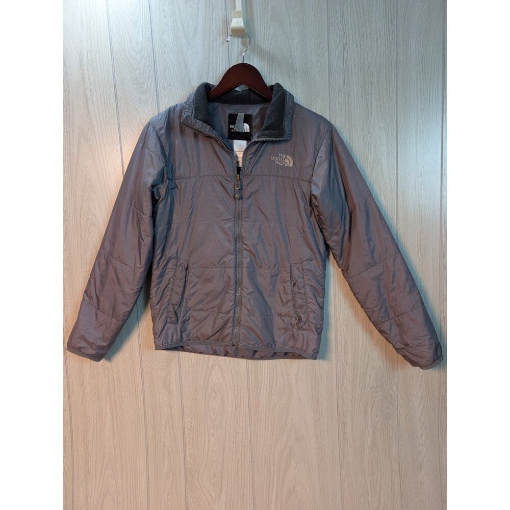 The North Face Womens Light Gray Long Sleeve Full-Zip Puffer Jacket Size Small